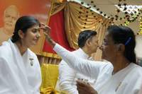 Traditional welcome with "Tilak" for Sister Shivani